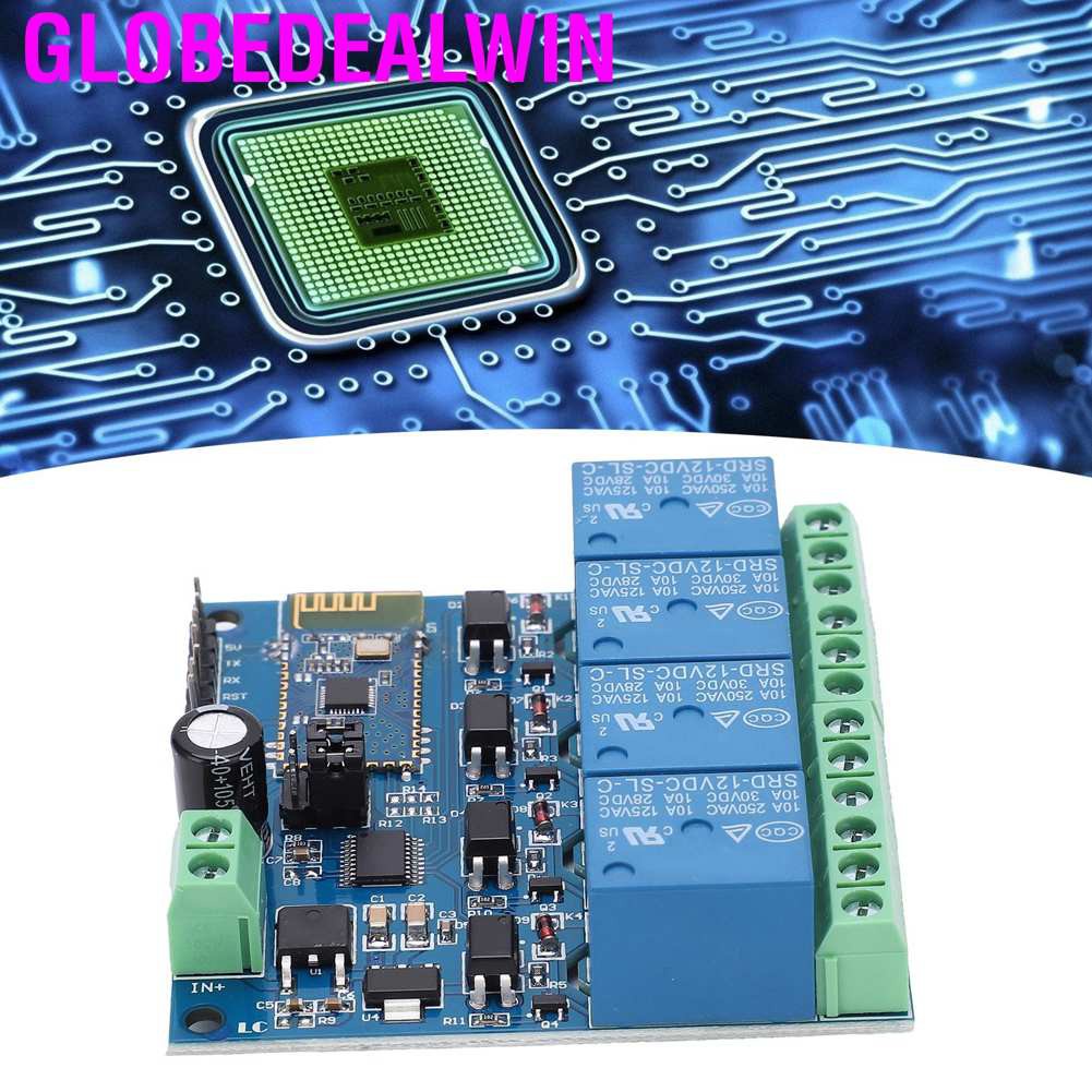Globedealwin 12V 4 Channel Bluetooth Relay Smart Module Mobile Phone APP Remote Control for Android