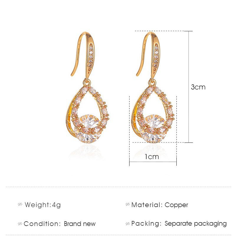 Khuyên Tai Dáng Dài Đính Đá Zircon Phong Cách Hàn Quốc