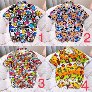 Sơ mi hoạ tiết hoạt hình mới mickey-vịt dona-gấu bull nhóm team siêu hot