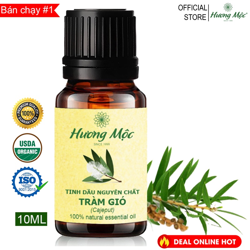 Tinh dầu thiên nhiên Tràm Gió Hương Mộc 10ML - Cajeput Essential Oil 10ML - Chất lượng cao - Có kiểm định COA/Quatest 3