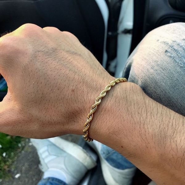 Vòng Tay Dây Thừng Dành Cho Nam Nữ Unisex Thời Trang Loki Accessories Màu Vàng Bạc Chất Liệu Inox - Vòng Smooth