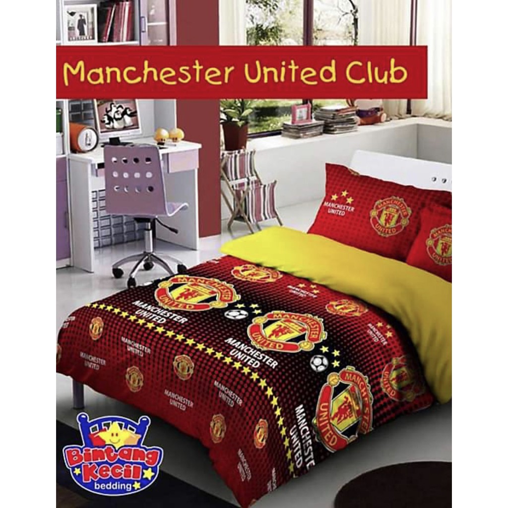 Ga Giường Vải Lanh Cotton Mềm Mại Họa Tiết Ngôi Sao Manchester United Club