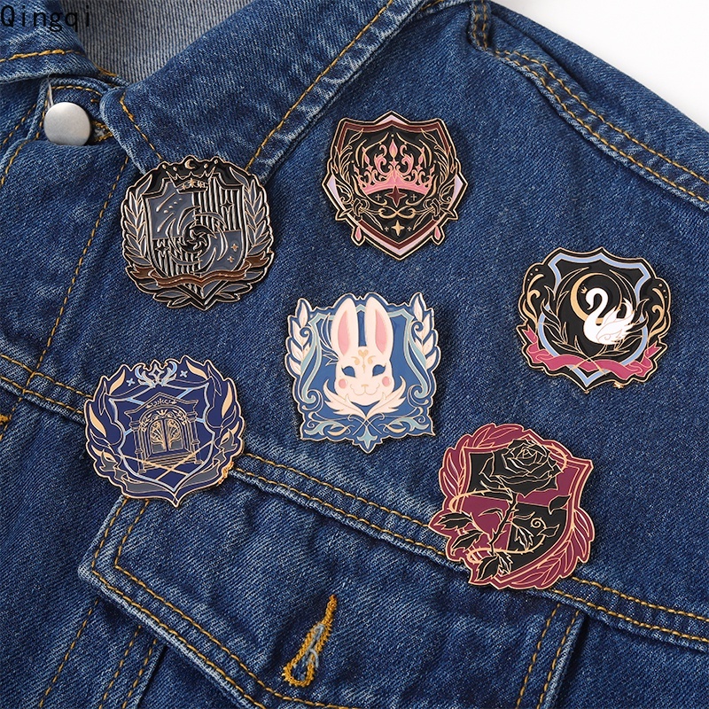 Ghim cài áo Miss Zoe kim loại tráng men hình hoa hồng/chú thiên nga cho bạn bè