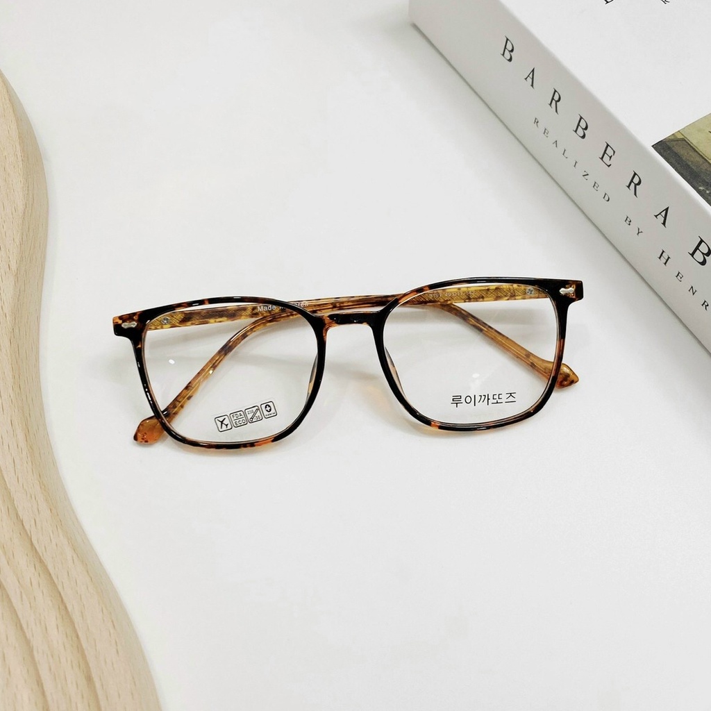 Gọng kính cận nam nữ cao cấp JJ9197 gọng nhựa, kiểu kính vuông đơn giản phong cách Hàn Quốc, tròng chống tia UV