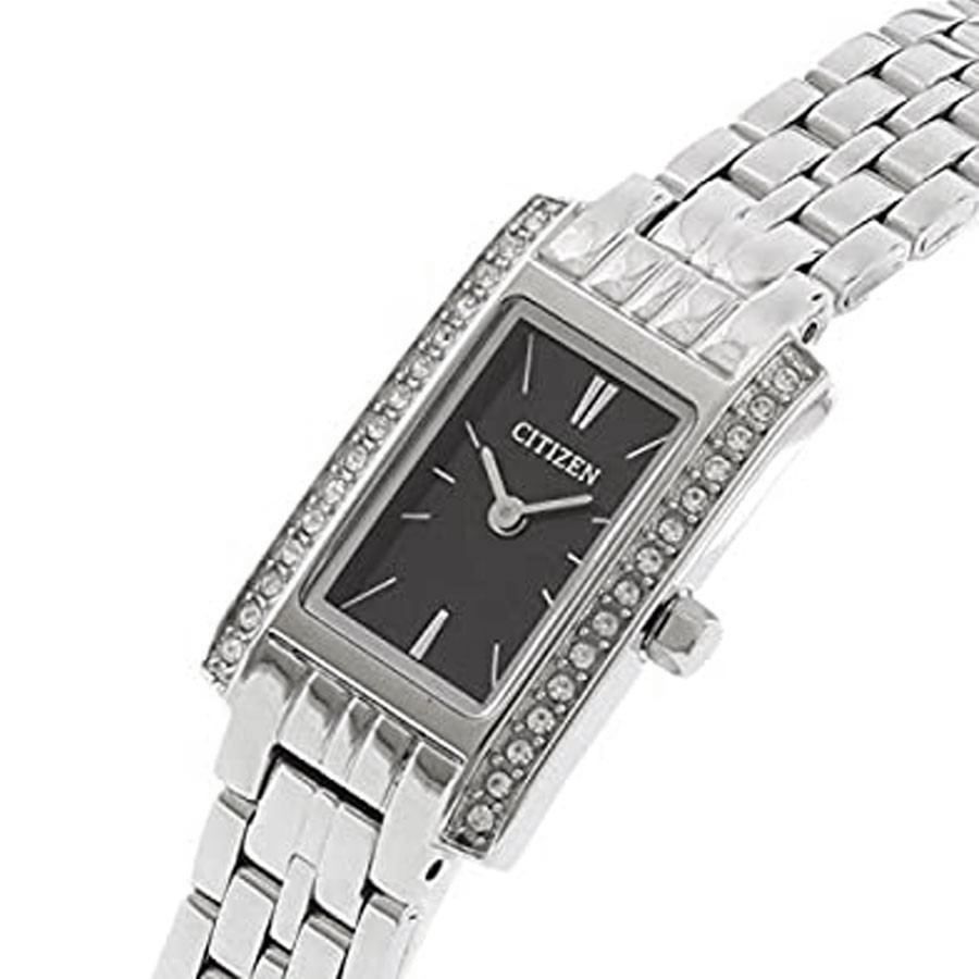 Đồng Hồ Nữ Citizen Đính Đá Swarovski Dây Thép Không Gỉ EZ6350-53E - Mặt Đen
