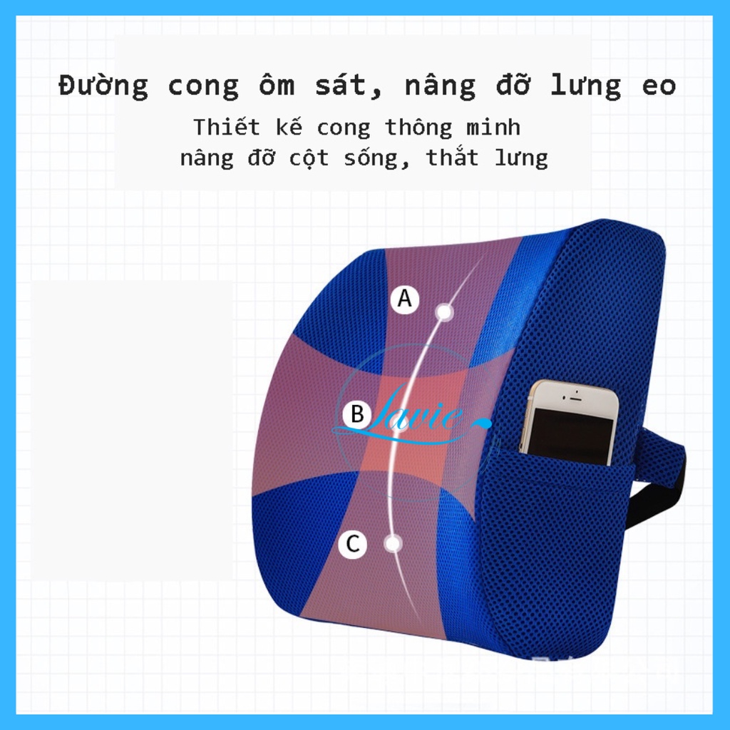 Gối tựa lưng văn phòng chất liệu cao su non đàn hồi cực tốt - vỏ lưới thoáng mát