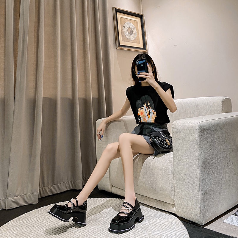 Giày Cao Gót 2022 Mũi Vuông Đế Dày Phong Cách Anh Quốc Kiểu Mới Cho Nữ