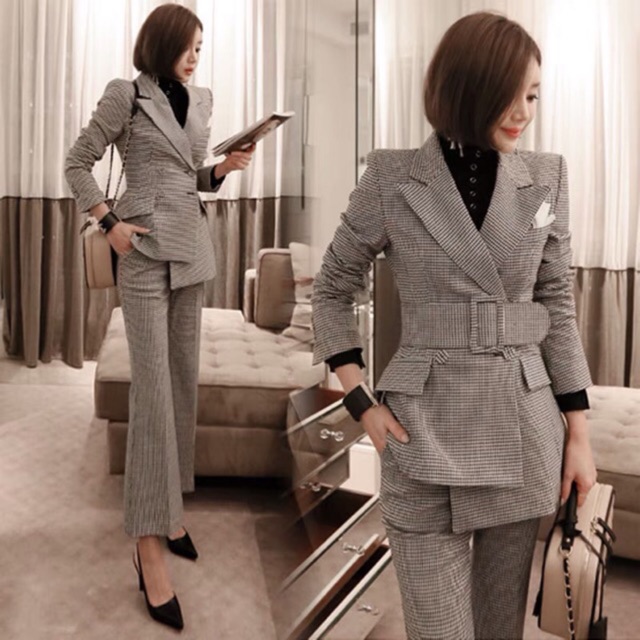 ORDER - Set vest caro quần ống vẩy cao cấp - Kèm belt - Ảnh thật cuối bài + bảng size