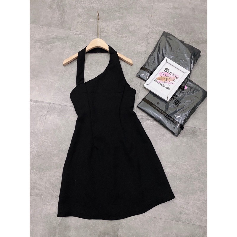 [Siêu Hot] Váy Đen Cổ Chéo Cá Tính , Đầm Thiết Kế Có Ảnh Thật Kèm Video | BigBuy360 - bigbuy360.vn