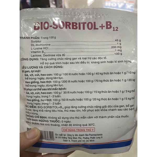 Bột bổ gan Bio Sorbitol + B12 gói 100g