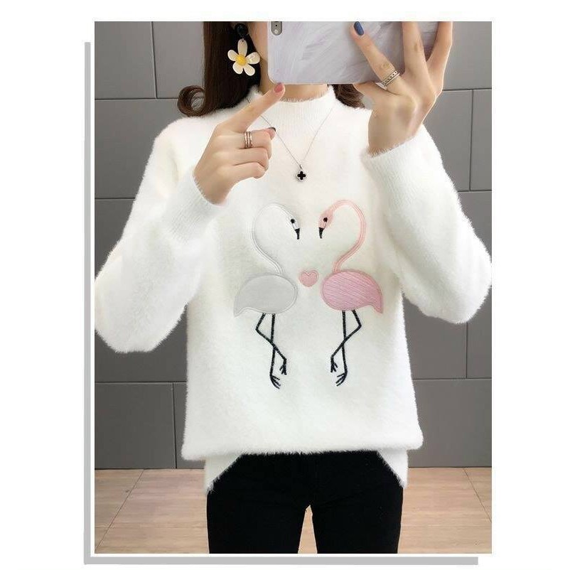 HÀNG QC - ÁO LEN LÔNG MỊN HOẠ TIẾT CẶP THIÊN NGA SIÊU CUTE - MH644