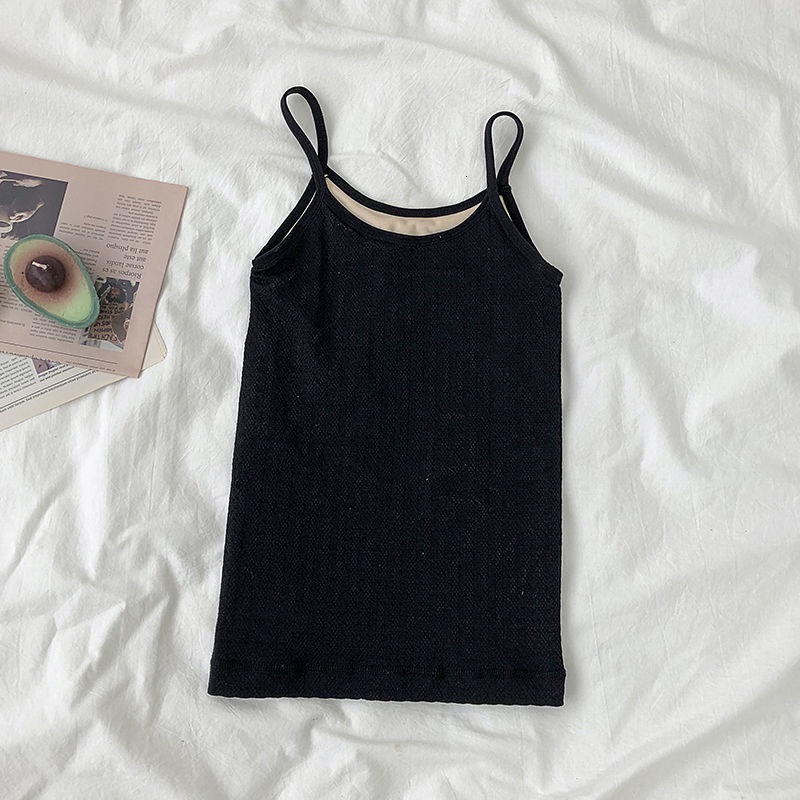 Áo Hai Dây Vải Nhung Dày Dặn Giữ Ấm Phong Cách Hàn Quốc