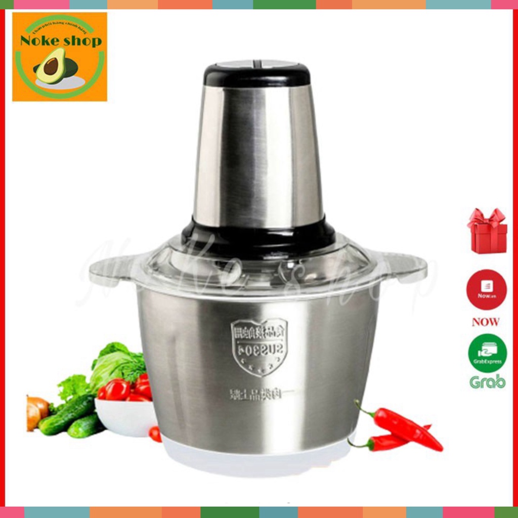 Máy Xay Thịt Cối Inox 4 Lưỡi Đa Năng, Công suất 250W- Xay Thực Phẩm 2l,Chất Liệu Inox 304 Chuẩn, Siêu Bén - Máy xay thịt