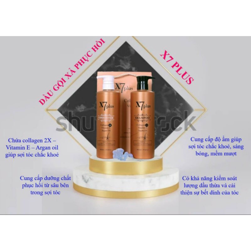 Cặp dầu gội xả collagen X7 Plus ( tặng 1 miếng đắp mặt nạ)
