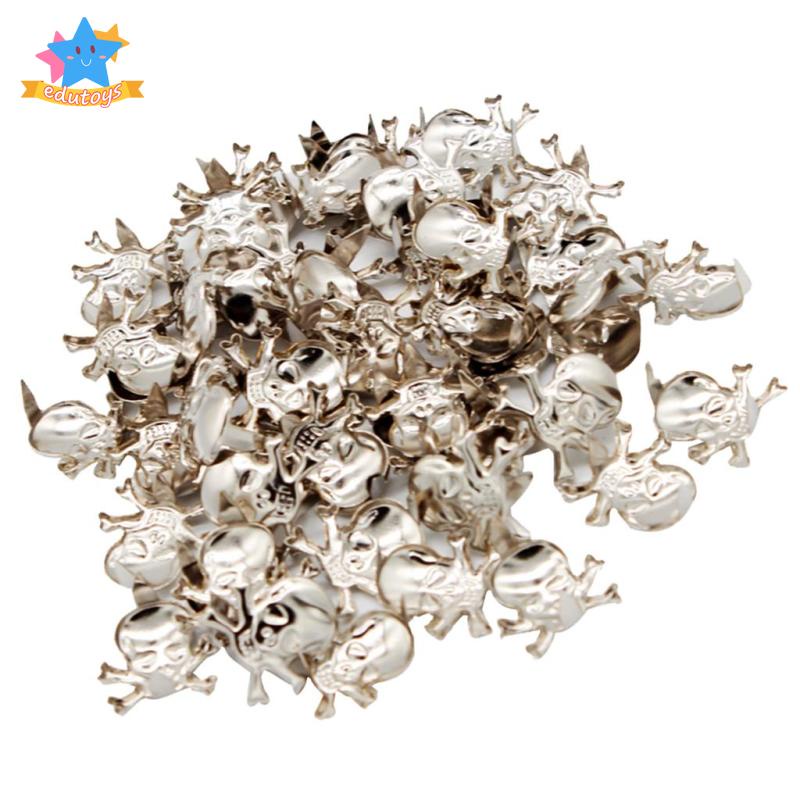 Set 50 Đinh Tán Hình Đầu Lâu Bằng Bạc Phong Cách Punk Rock Dùng Để Trang Trí Giày Da /