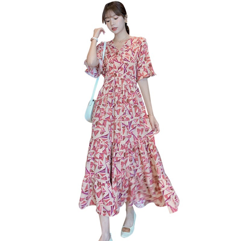 Đầm NRVP tay ngắn thời trang phong cách Pháp thanh lịch cho nữ