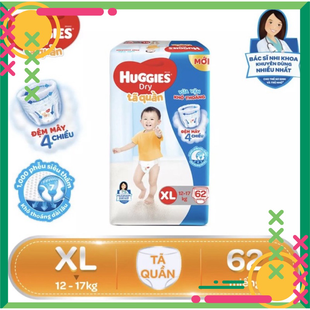 BỈM HUGGIES - CỘNG MIẾNG- TÃ QUẦN VÀ DÁN M74 /L68/XL62/XXL56