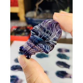 Mặt dây hình cá đá Fluorite
