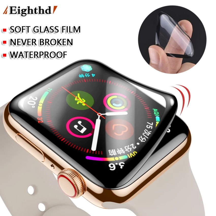 Miếng dán cường lực trong suốt 3D cho Apple Watch 38mm 42mm 40mm 44mm Series 6 SE 5 4 3 2 1