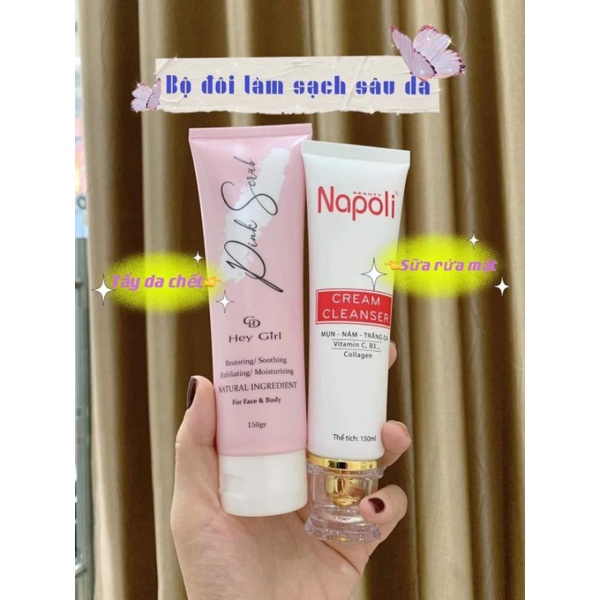 Combo sạch da💥Sữa Rửa Mặt Napoli+Tẩy Tế Bào Chết hải âu việt