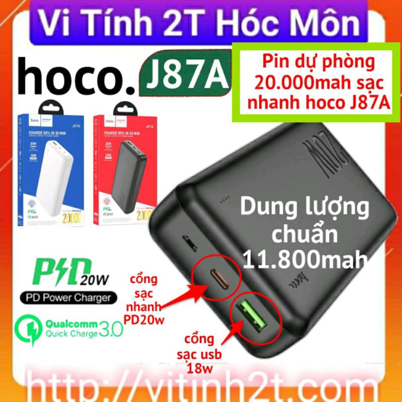 Pin dự phòng 20.000mah sạc nhanh hoco J87A