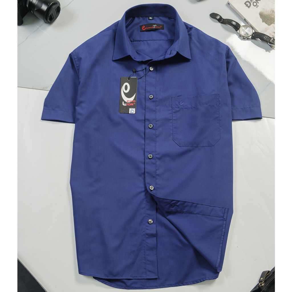 Áo Sơ Mi Nam Cộc Tay Công Sở Trung Niên Emotion Màu Trơn Form Slimfit phong cách Sartorial lịch lãm