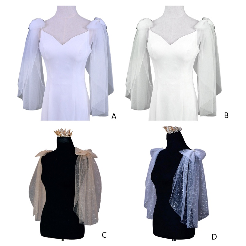 Khăn Choàng Vai Đính Ngọc Trai Giả Lấp Lánh Phong Cách Ngọt Ngào Cho Cô Dâu