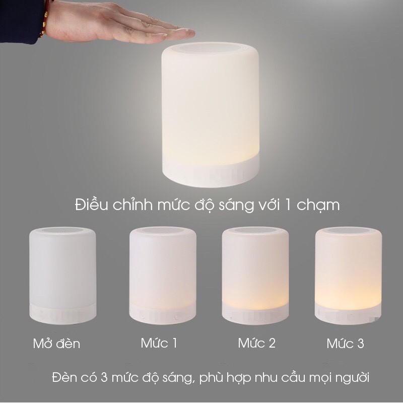 loa bluetooth tích hợp đèn led cảm ứng nhiều màu sắc, có móc treo