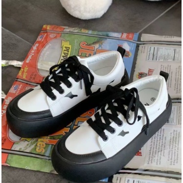 Giày Thể Thao Họa Tiết Bò Sữa Phong Cách Harajuku Thời Trang Xuân Hè