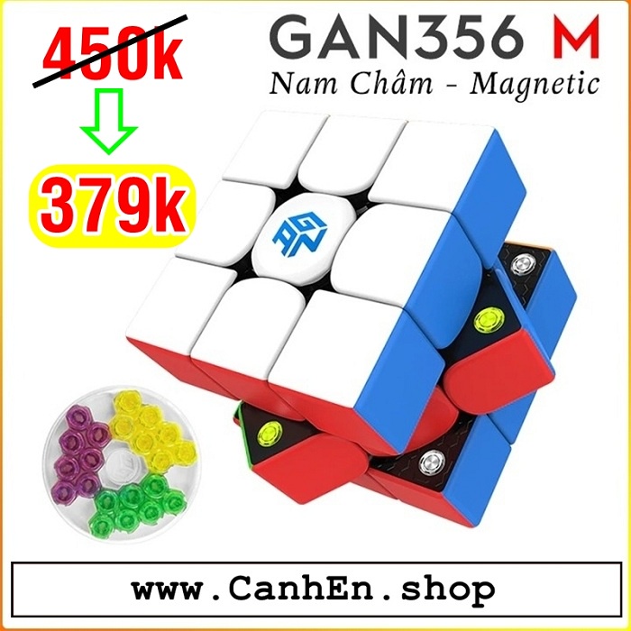 Rubik 3x3 Gan 356 M Standard Stickerless Giá rẻ có Nam châm Full bộ ốc Ges và Túi đựng Gan - tặng thêm Đế kê QiYi