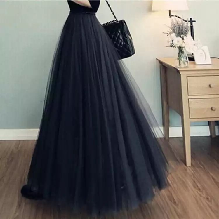Chân Váy Maxi Dài Dáng Chữ A Lưng Cao Màu Đen Thời Trang Xuân Hè Xinh Xắn Cho Nữ