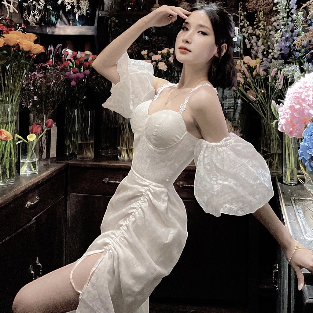 THE FANCE | Đầm voan hoa tay bồng trễ vai 2 kiểu mang SUN KISSED DRESS