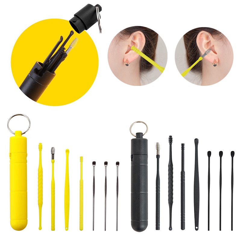 Set 7 Dụng Cụ Lấy Ráy Tai Bằng Thép Không Gỉ Có Thể Tái Sử Dụng