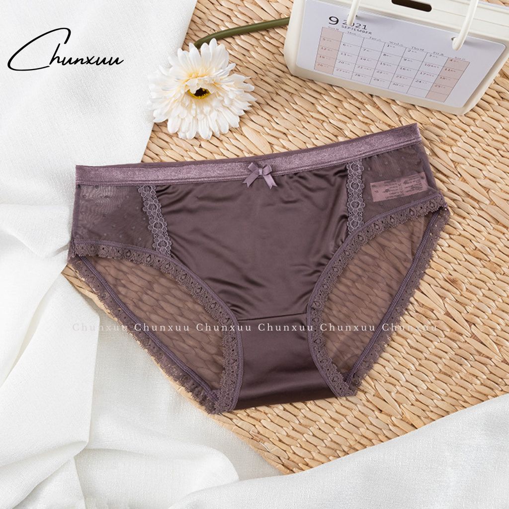 Quần lót nữ su lạnh cao cấp phối viền ren mềm mịn thoáng mát CHUNXUU - QC100