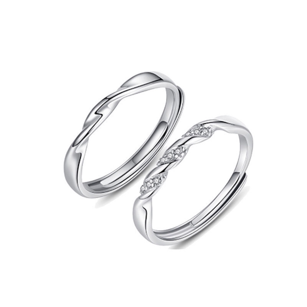 Nhẫn Đôi Đính Đá Zircon Mới Làm Quà Tặng Valentine