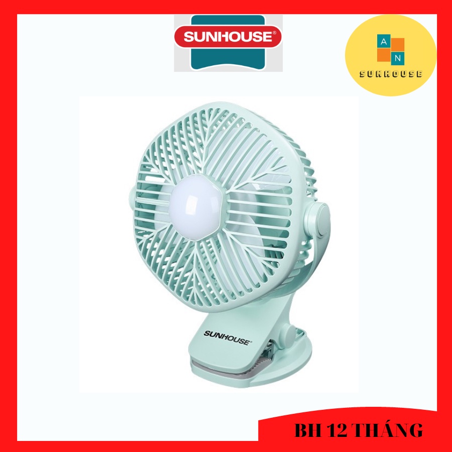 Quạt tích điện, quạt sạc mini Sunhouse SHD7111 tích hợp đèn LED, 3 tốc độ gió, thời gian sử dụng 2-5 tiếng.