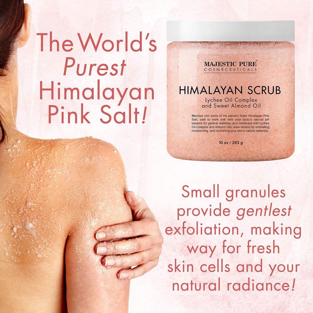Muối tắm tẩy tế bào chết cho Body_Majestic Pure Himalayan Salt Body Scrub 10oz 283g Hàng Mỹ