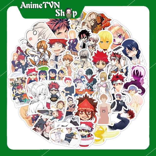 Miếng dán Sticker Anime Manga Shokugeki no Souma Gou no Sara (Vua bếp Soma) trọn bộ 50 hình - In rõ sắc nét khó tróc