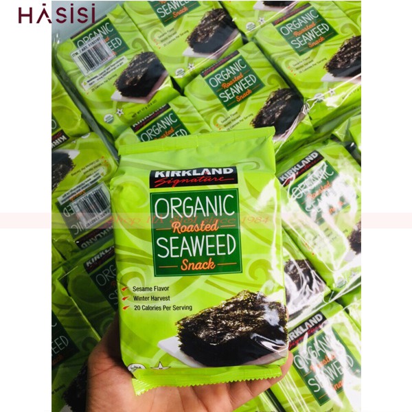 Rong Biển Hữu Cơ Sấy Khô Ăn Liền KIRKLAND - Organic Roasted Seaweed Snack 17g