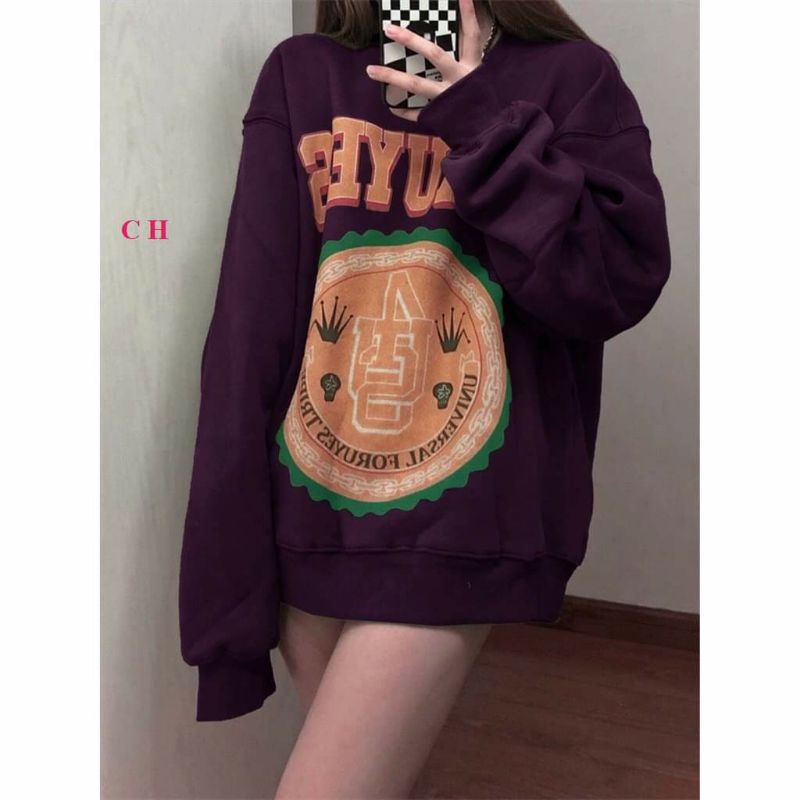 Áo Nỉ Thu đông Pink; 4usSweater cổ tròn dài tay bồng, thun hoodie form rộng UlzzangChất Nỉ Bông Đẹp Không xù