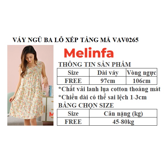 Váy ngủ ba lỗ, đầm ngủ mặc nhà freesize xếp tầng trẻ trung vải lanh lụa cotton tự nhiên thoáng mát nhiều màu mã VAV0265