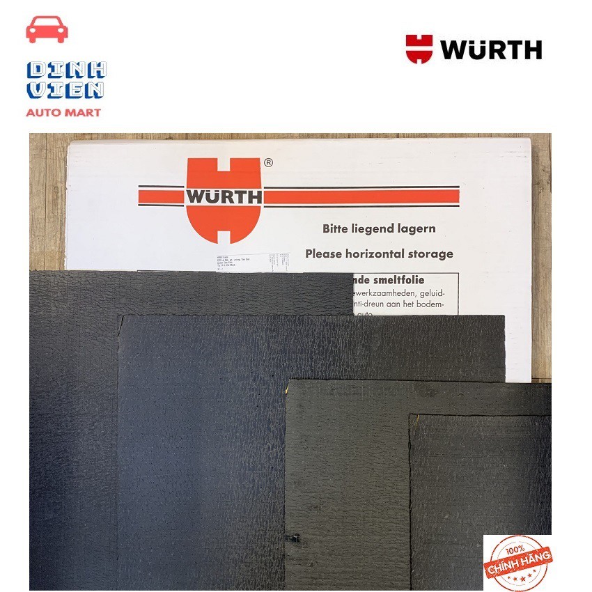 Hộp 4 Tấm dán tiêu âm sàn ô tô Bitumen Polymer hãng Wurth 90100070 kích thước 100 x 50 cm chống ồn tốt nhất cho xế yêu.