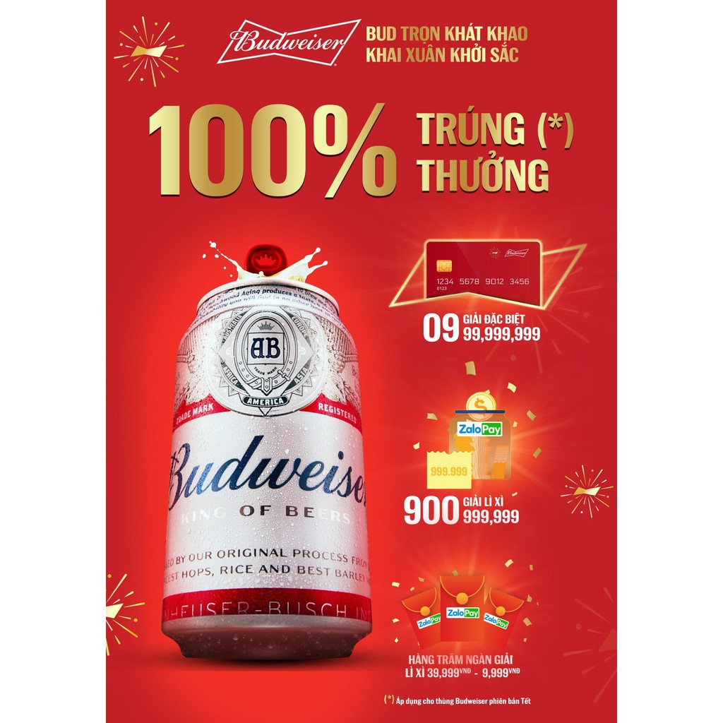 [HÀNG TẾT 2021 - CÓ THẺ CÀO] BIA BUDWEISER THÙNG 24 LON 330ML TẾT TÂN SỬU