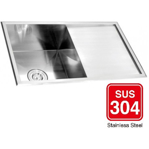 Chậu rửa chén đúc cao cấp inox304 WinHome 1 hộc 1 cánh, 82x48x23cm, chính hãng bảo hành 02 năm