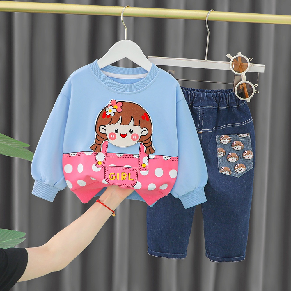 Set trang phục BEAR LEADER tay dài in họa tiết hoạt hình thời trang xuân thu cho trẻ em 6-48 tháng tuổi