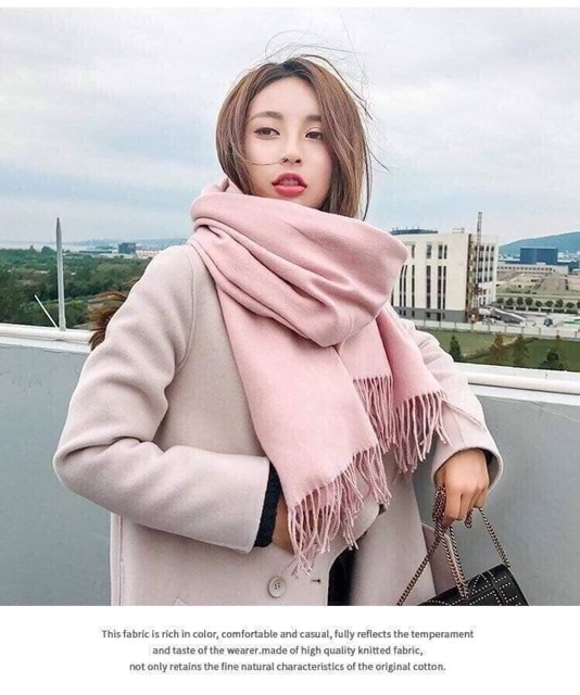 Khăng Choàng Cổ FREESHIP Khăn quàng cổ nữ cashmere màu trơn chất len thời trang siều mềm mịn