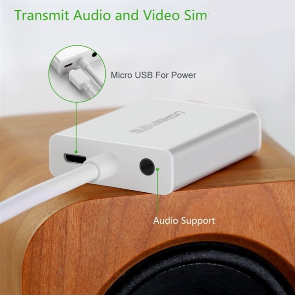 Cáp chuyển đổi HDMI to VGA có Audio Ugreen 40212 Chính hãng Vỏ nhôm MM102