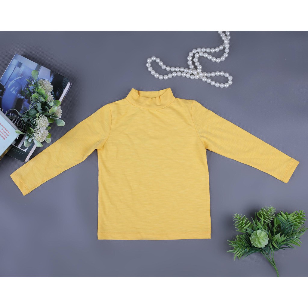 Áo cotton thu đông cổ 3 phân vải sược bé gái, bé trai size 4-10T, cho bạn từ 14-30kg, chất cotton dày dặn, đanh tay