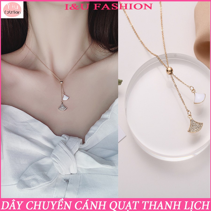 Vòng cổ kim loại thời trang nữ dạng sợi hình cánh quạt xinh xắn đồng thời có thể điều chỉnh độ dài dây dài ngắn VC-30