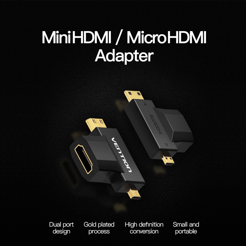 Đầu chuyển đổi HDMI Micro HDMI to HDMI Vention truyền hình ảnh từ máy tính bảng, điện thoại sang màn hình máy tính ,tivi